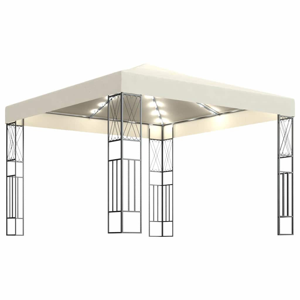 Vidaxx lysthus med LED strygelys 3x3 m stof cremefarvet
