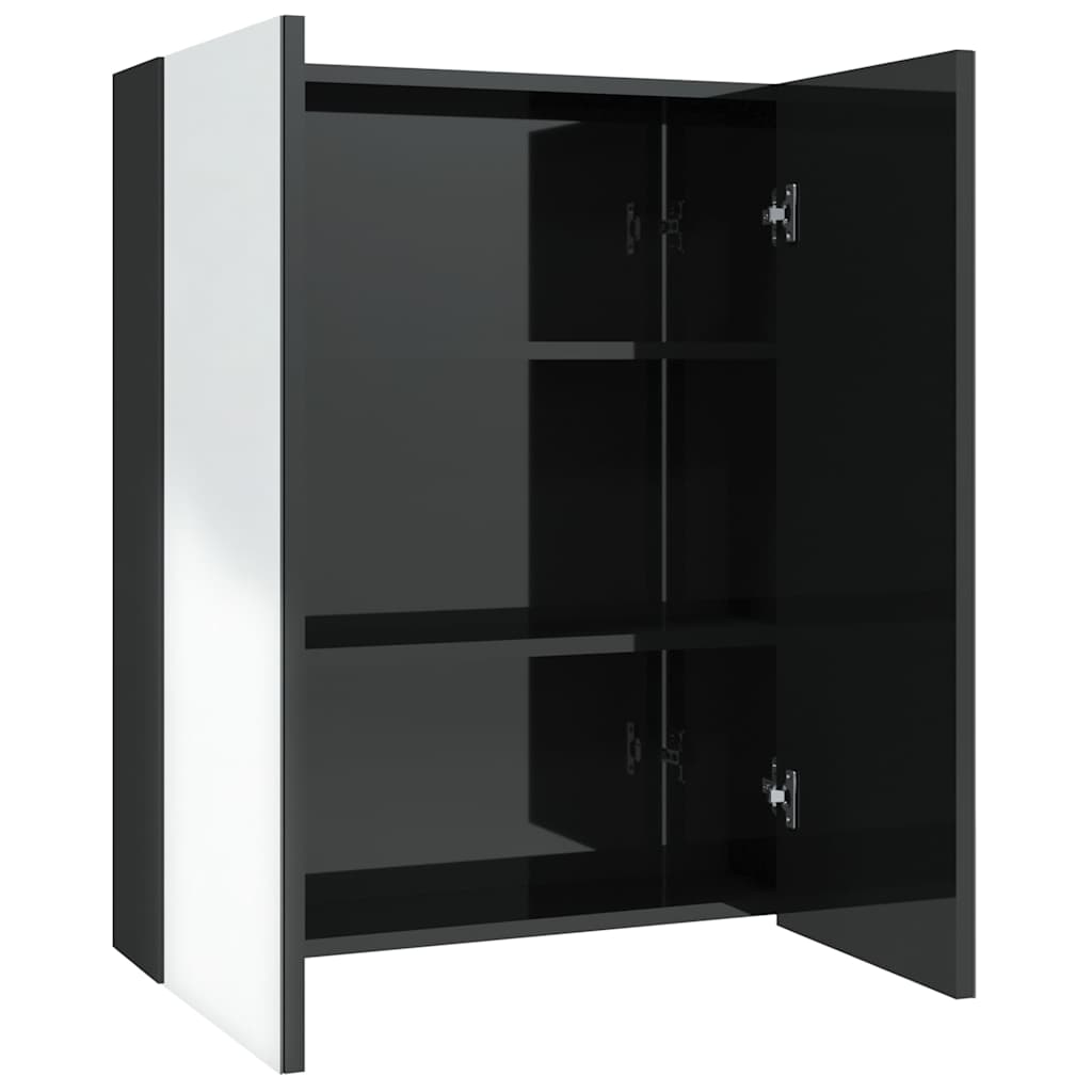 Vidaxl badkamerkast met spiegel 60x15x75 cm mdf glanzend zwart