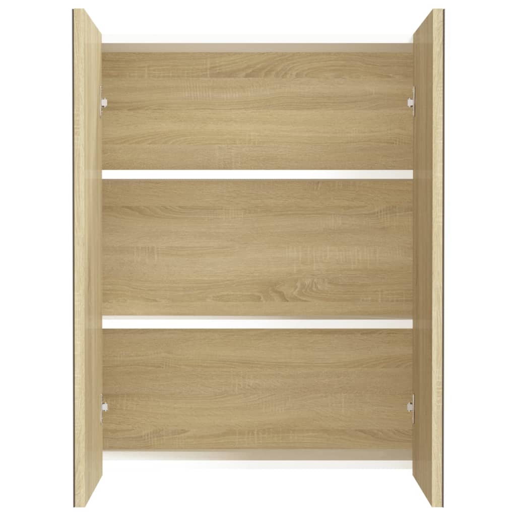 Vidaxl badkamerkast met spiegel 60x15x75 cm mdf wit en eikenkleurig