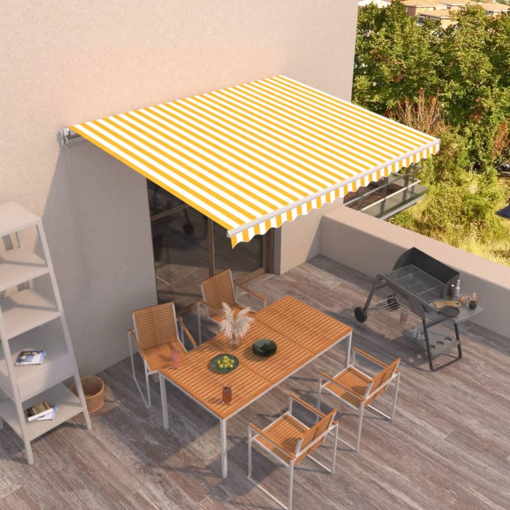 Vidaxl Luifel udvider manuelt 400x350 cm gul og hvid
