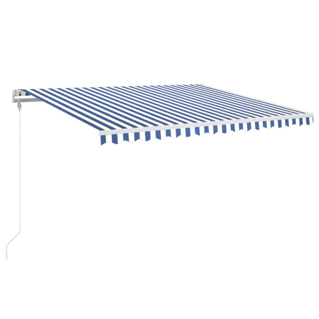 Vidaxl Luifel Automatisk med LED og vindsensor 400x350 cm blå hvid