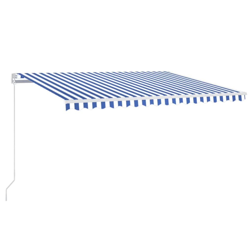 Vidaxl Luifel manuelt kan udvides med LED 450x350 cm blå og hvid