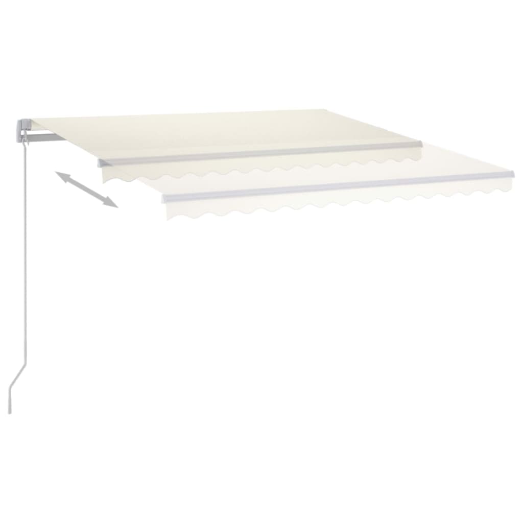 Vidaxl Luifel manuelt kan udvides med LED 450x350 cm creme -farvet