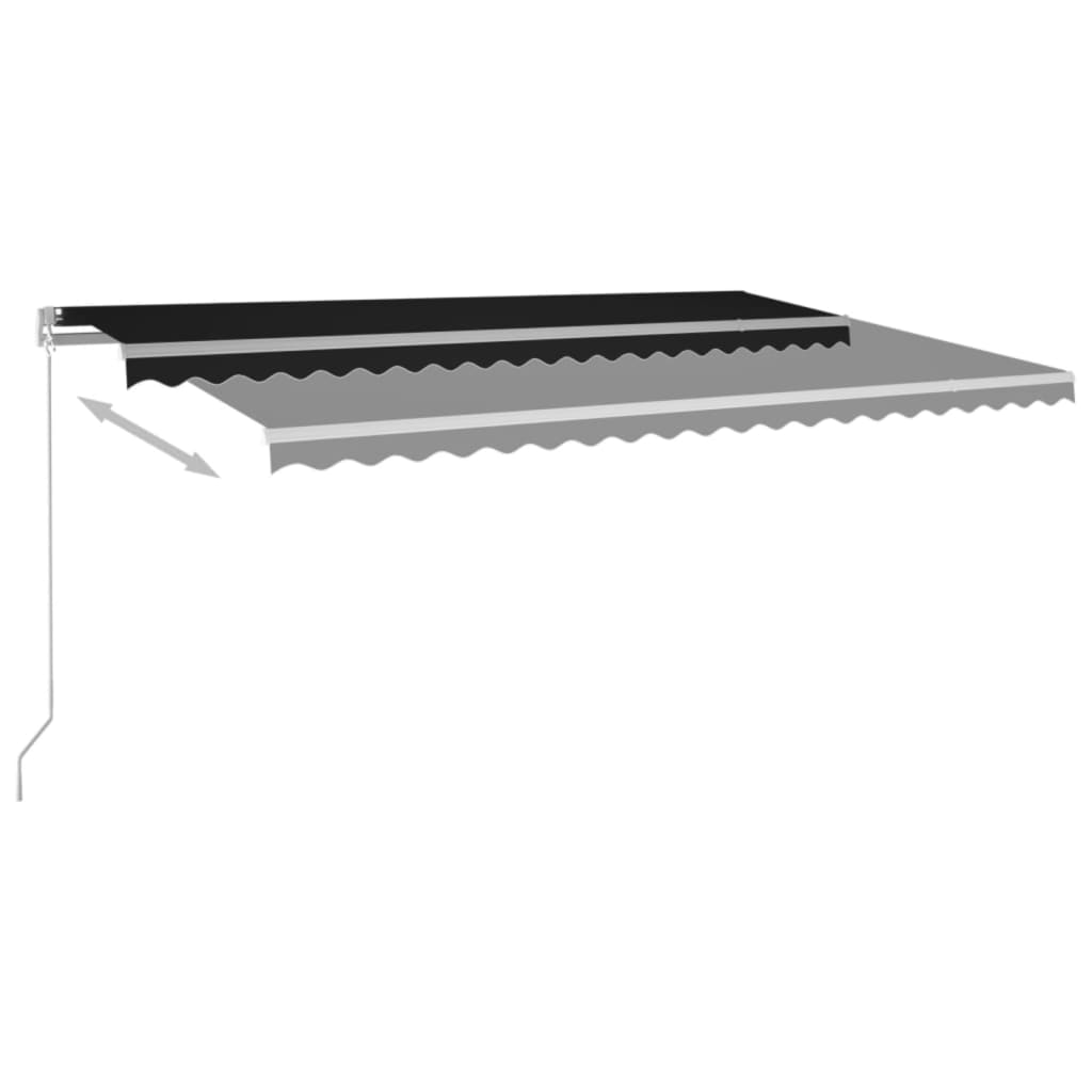 Vidaxl Luifel manuelt kan udvides med LED 500x350 cm anthracitfarve