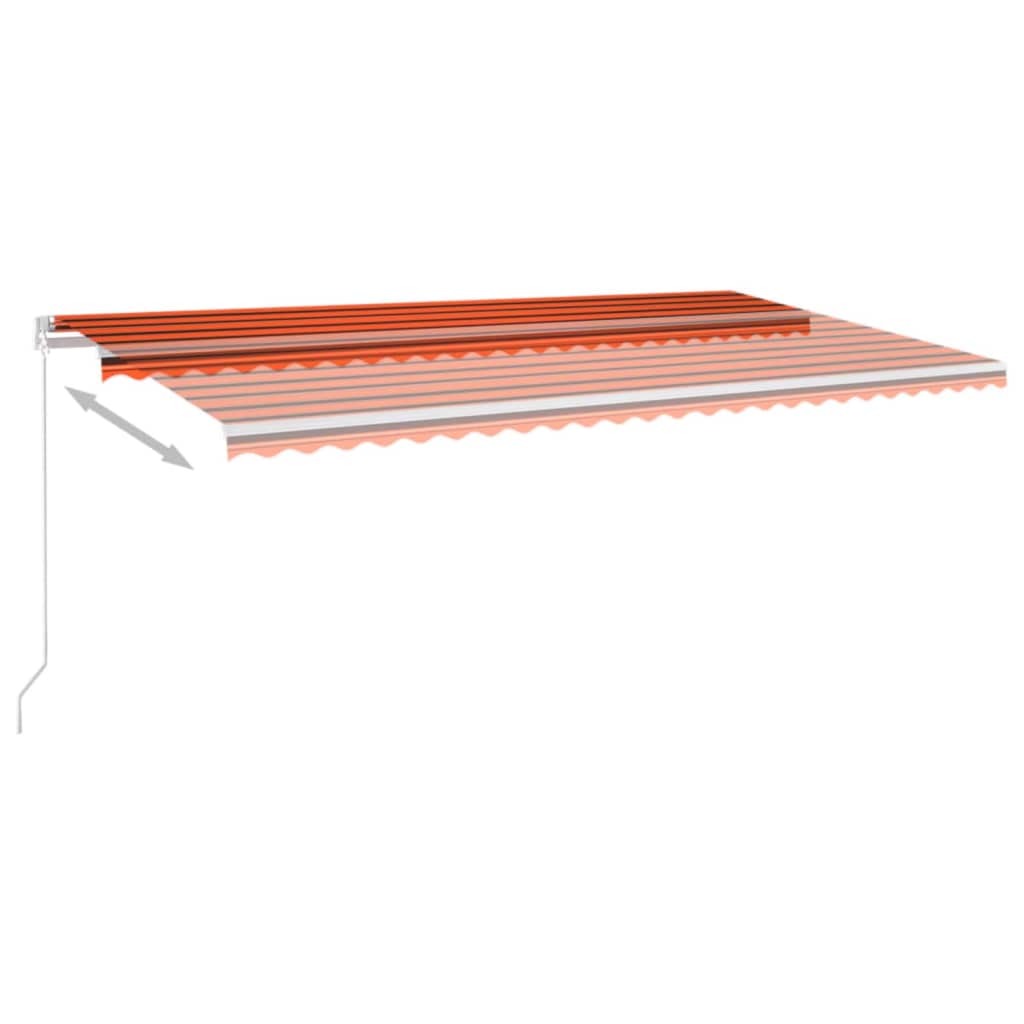 Vidaxl Luifel manuelt kan udvides med LED 600x350 cm orange og brun