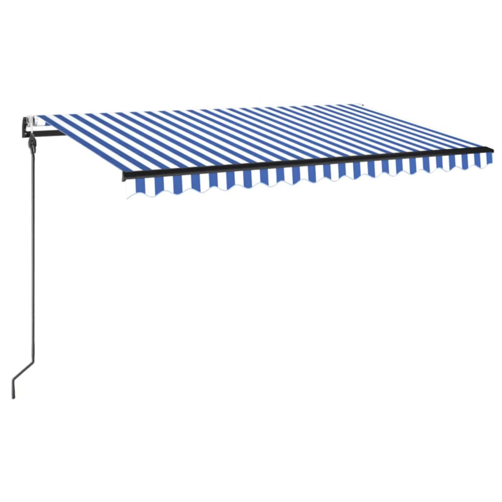 Vidaxl Luifel Automatisk med LED og vindsensor 450x300 cm blå hvid