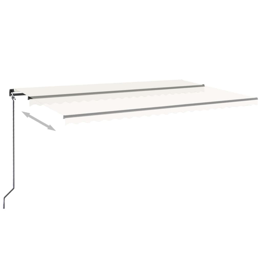 Vidaxl Luifel manuelt kan udvides med LED 500x300 cm creme -farvet