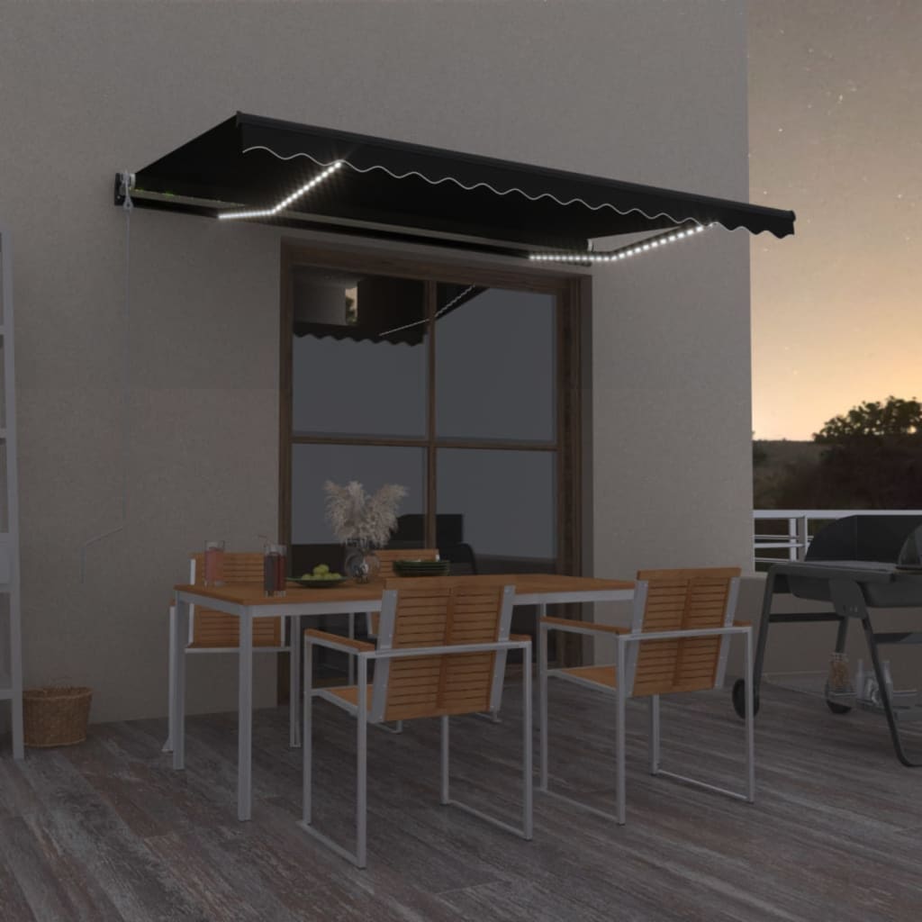 Vidaxl Luifel Automatisk med LED og vindsensor 450x350 cm Anthracite