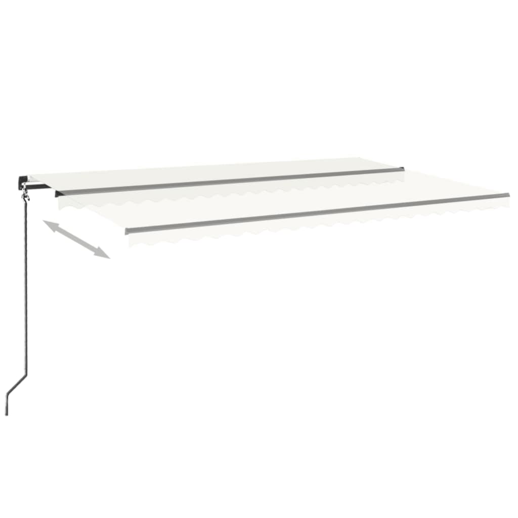 Vidaxl Luifel manuelt kan udvides med LED 500x350 cm creme -farvet