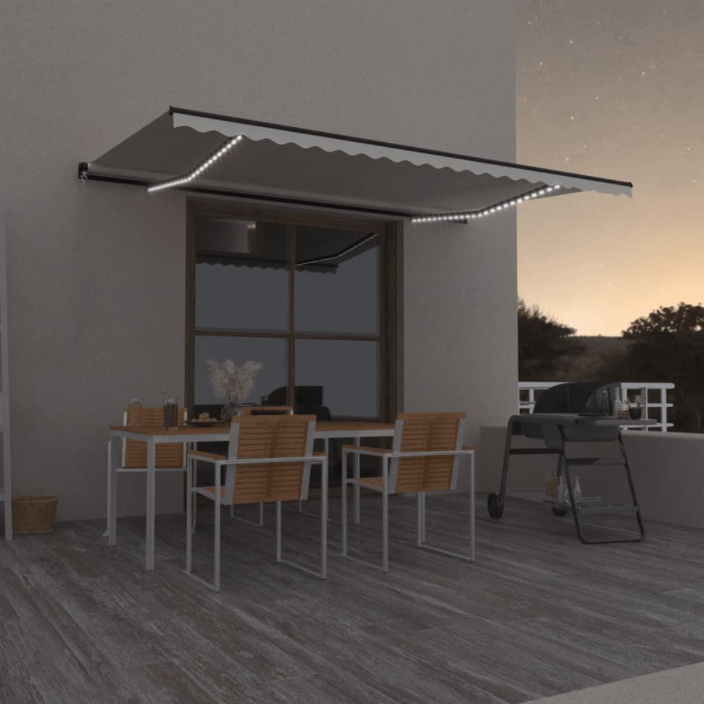 Vidaxl Luifel manuelt kan udvides med LED 500x350 cm creme -farvet
