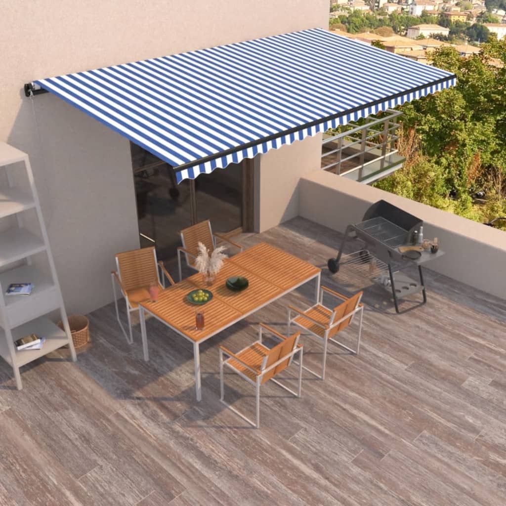 Vidaxl Luifel udvider manuelt 600x350 cm blå og hvid
