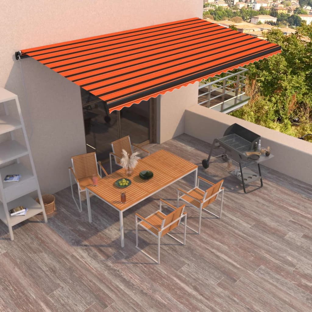 Vidaxl Luifel udvider manuelt 600x350 cm orange og brun
