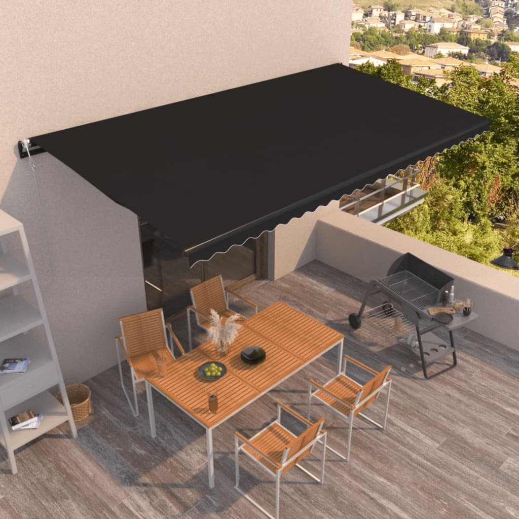 Vidaxl Luifel Automatisk udvidelig 600x350 cm antracit -farvet