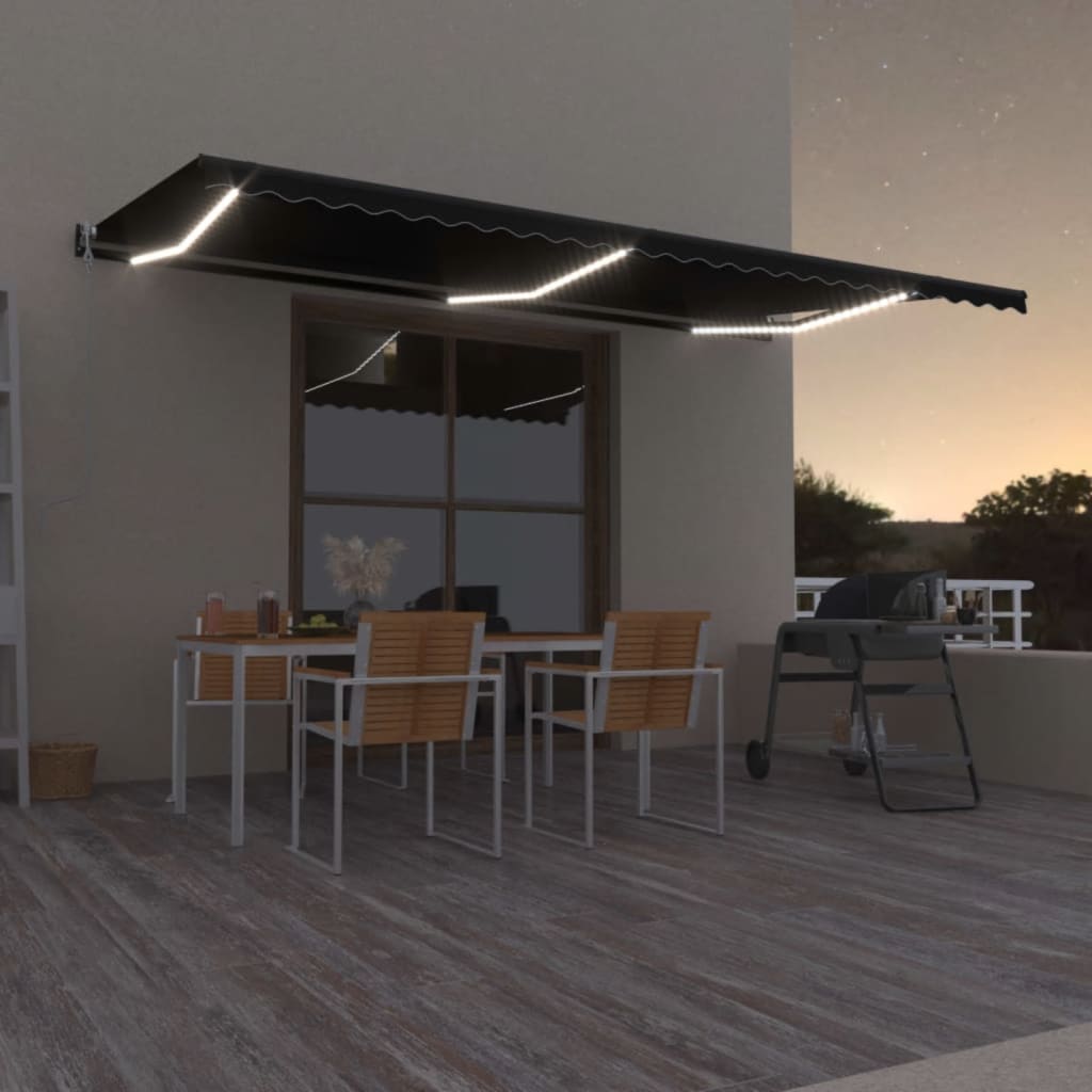 Vidaxl Luifel Automatisk med LED og vindsensor 600x350 cm Anthracite