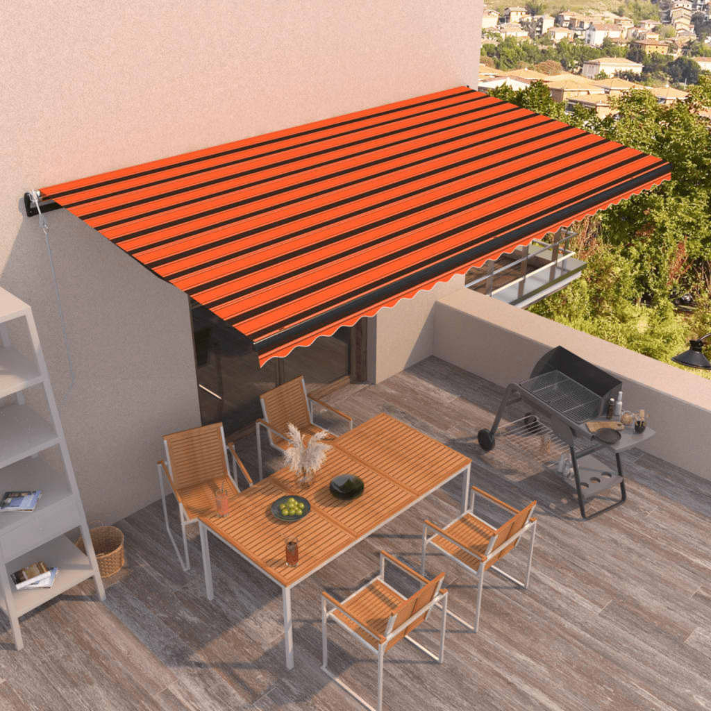Vidaxl Luifel Automatisk med LED vindsensor 600x350 cm Orange Brown