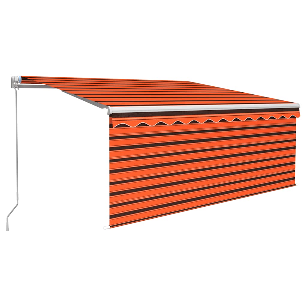 Vidaxl luifel handmatig uittrekbaar gordijn led 3,5x2,5 m oranje bruin