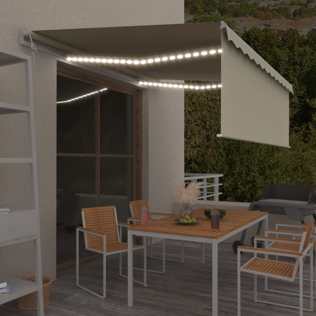 Vidaxl Luifel Automatisk med rulleblind LED vindsensor 4,5x3 m creme