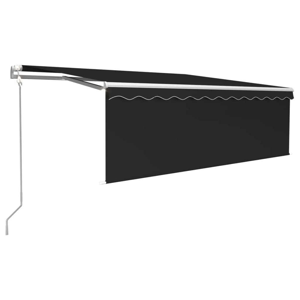 Vidaxl Luifel Automatisk med gardin LED vindsensor 4,5x3 m anthracit