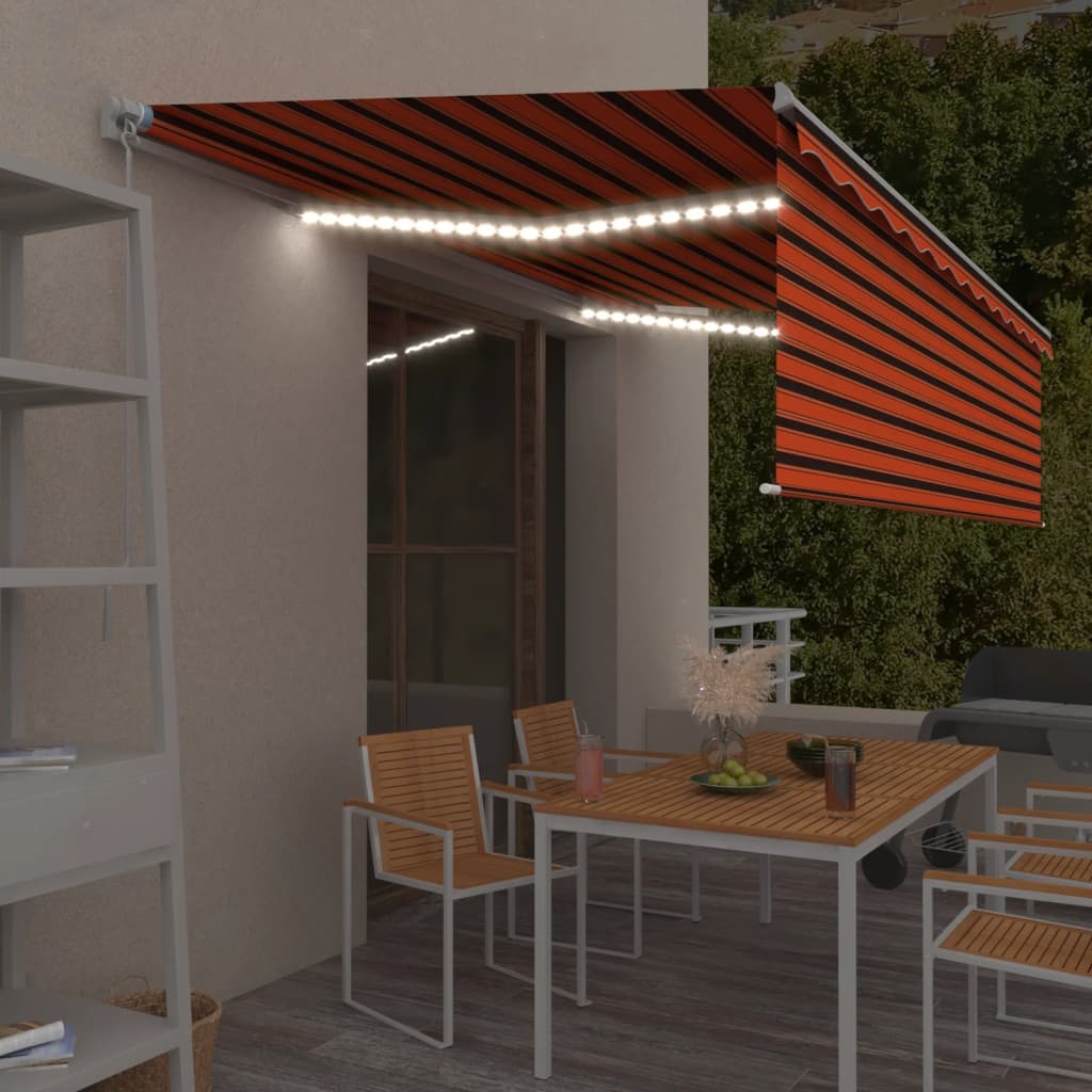 Vidaxl Luifel manuelt udvidelig rulleblind førte 5x3 m orange brun