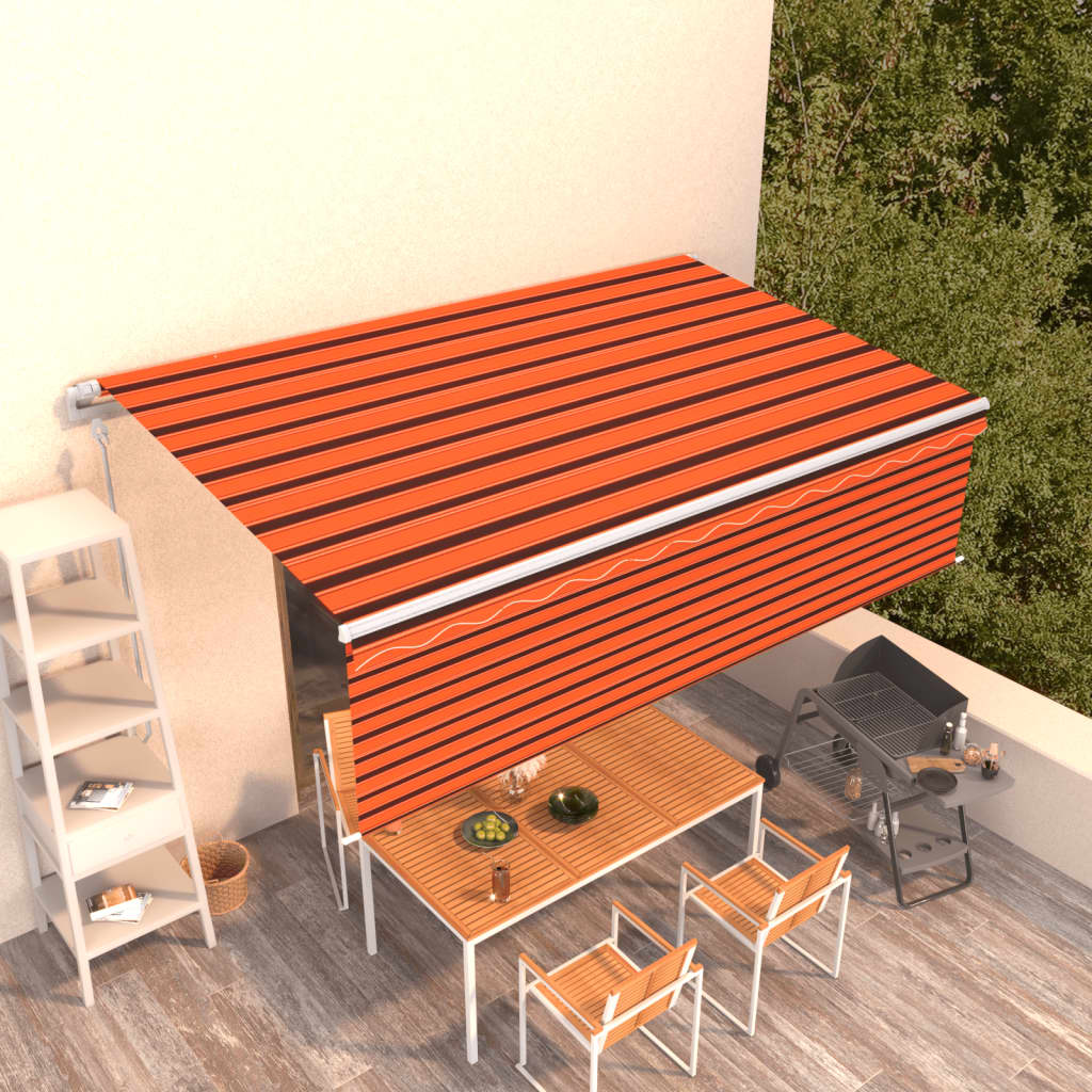Vidaxl Luifel Automatisk udvidelig rulleblind 5x3 m orange og brun