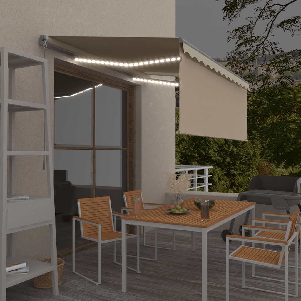 Vidaxl luifel handmatig uittrekbaar met rolgordijn led 3x2,5 m crème