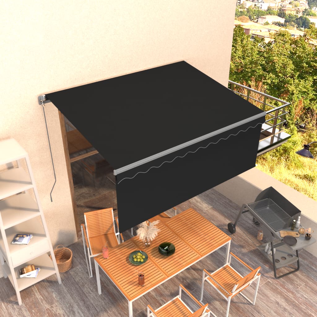 Vidaxl Luifel manuelt kan udvides med rulleblind 3,5x2,5 m anthracit