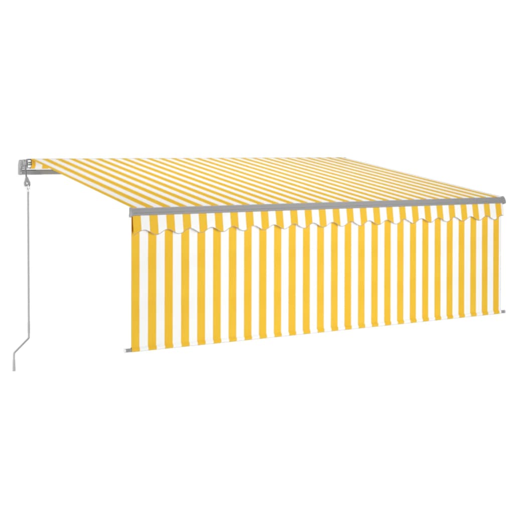 Vidaxl Luifel Automatisk rulleblind LED vindsensor 4x3 m gul og hvid