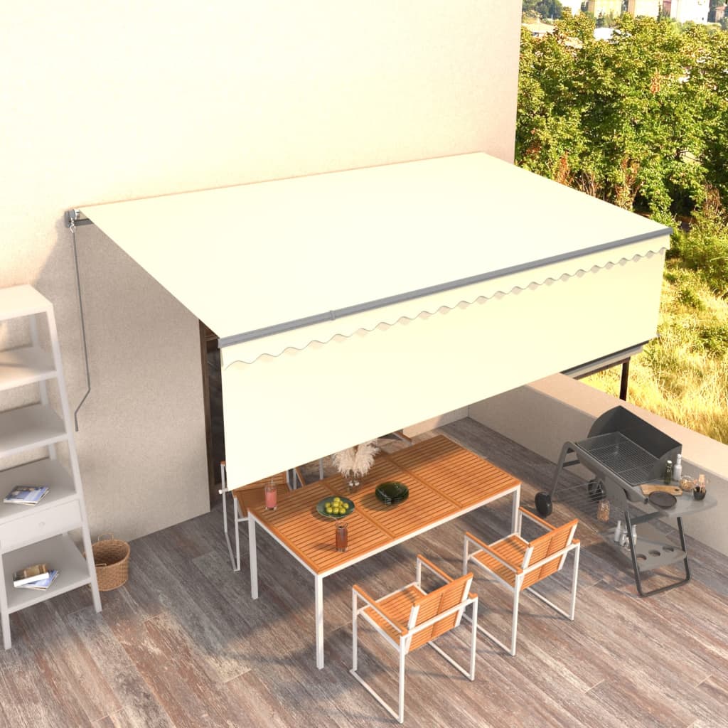 Vidaxl Luifel manuelt kan udvides med rulleblind 5x3 m creme -farvet