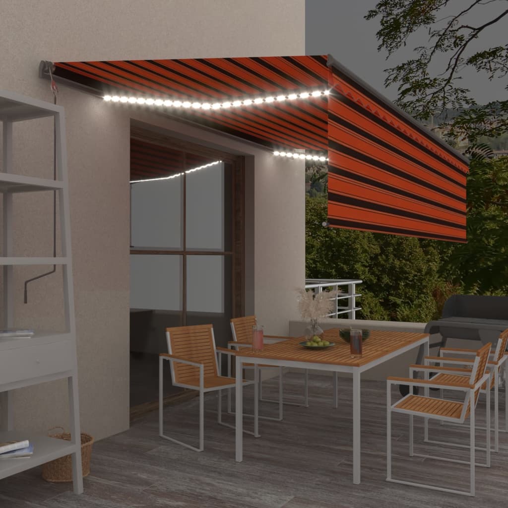 Vidaxl Luifel manuelt udvidelig rulleblind førte 5x3 m orange brun