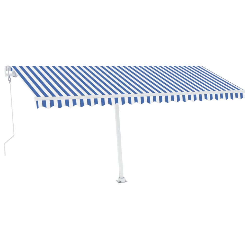 Vidaxl Luifel Automatisk med LED og vindsensor 500x300 cm blå hvid