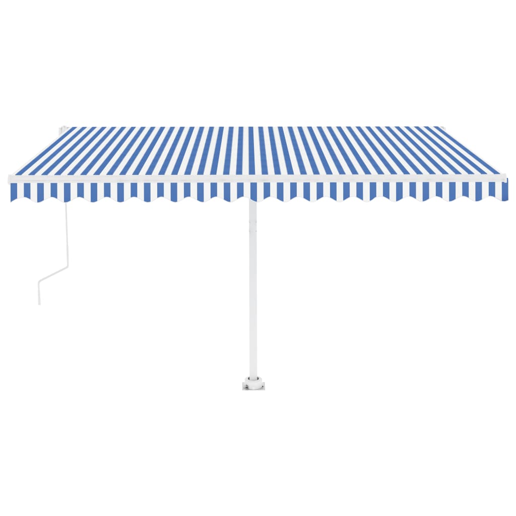 Vidaxl Luifel Automatisk med LED og vindsensor 400x350 cm blå hvid