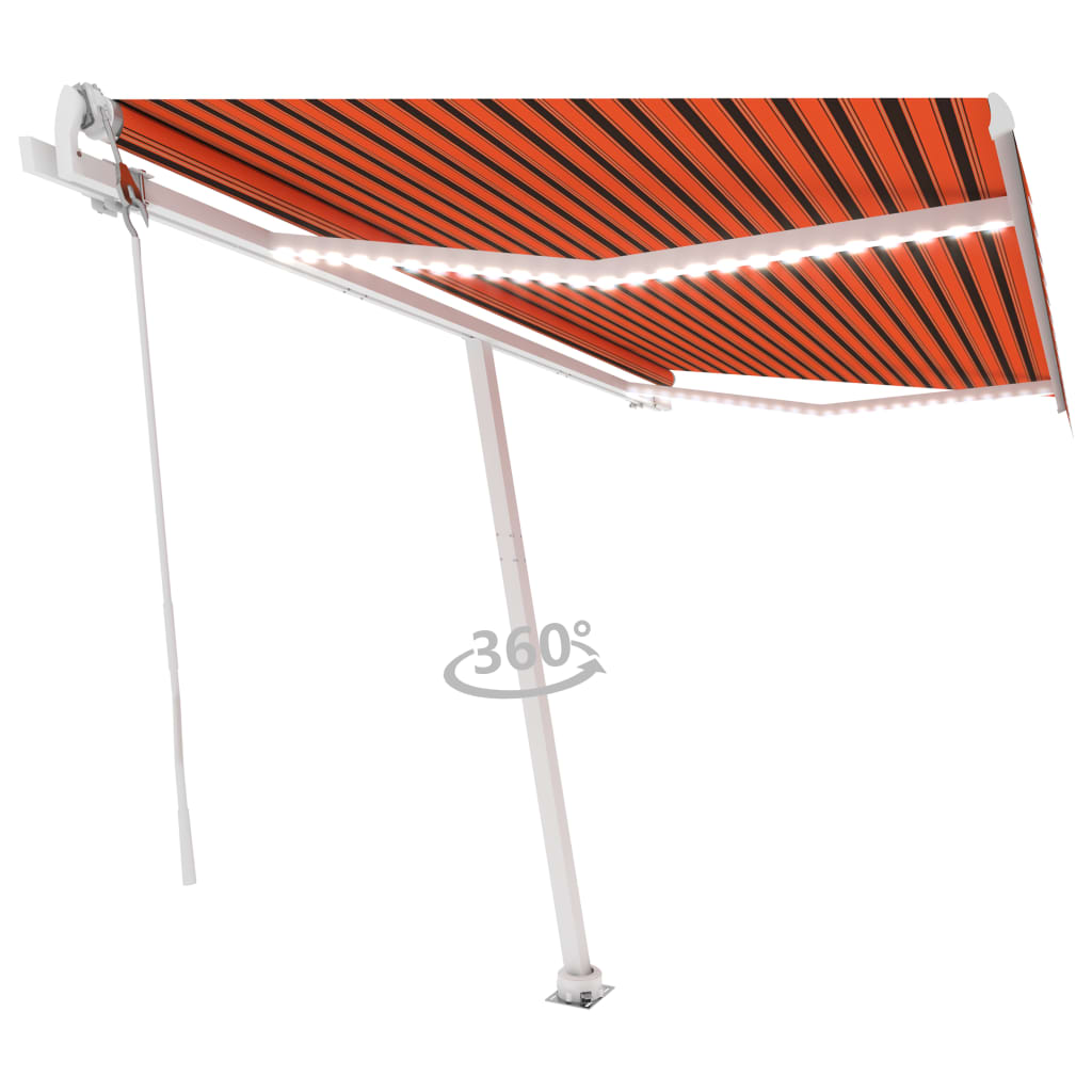 Vidaxl Luifel Automatisk med LED vindsensor 450x350 cm Orange Brown