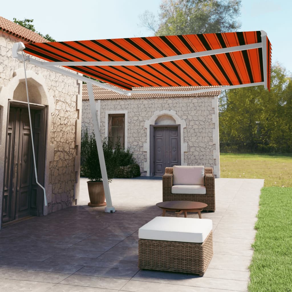 Vidaxl Luifel løsrevet manuelt udvider 500x350 cm orange brun