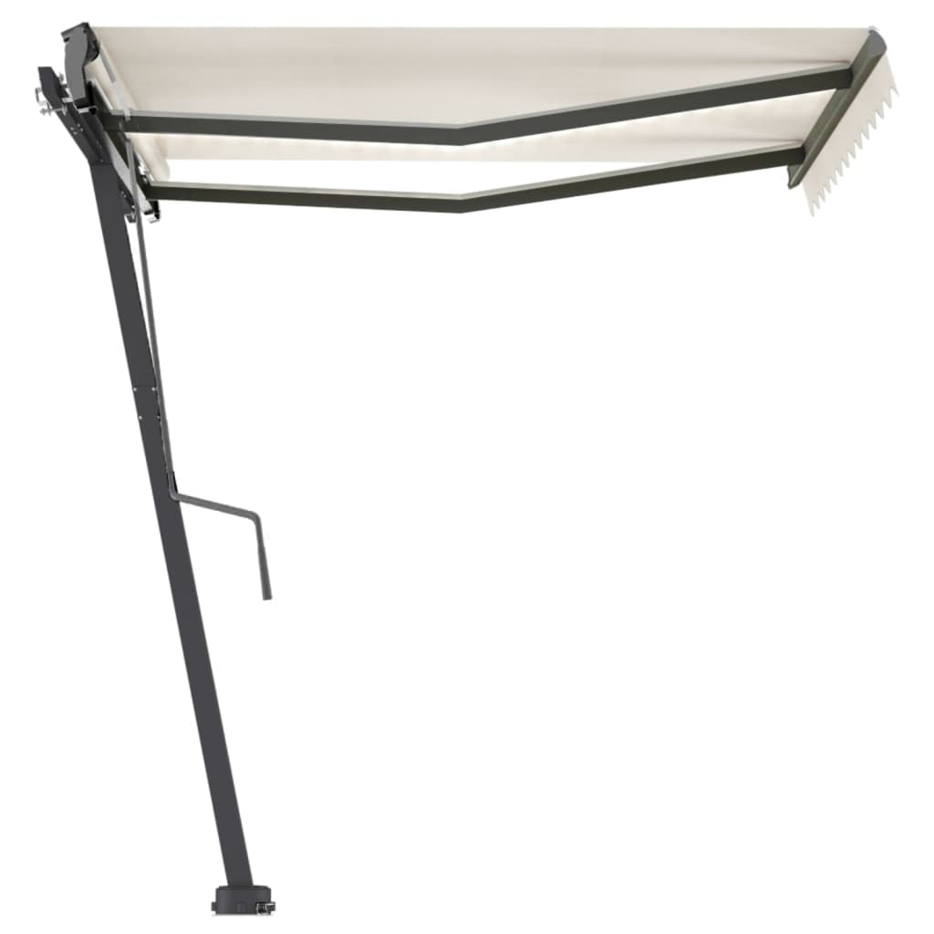 Vidaxl Luifel manuelt kan udvides med LED 300x250 cm creme -farvet