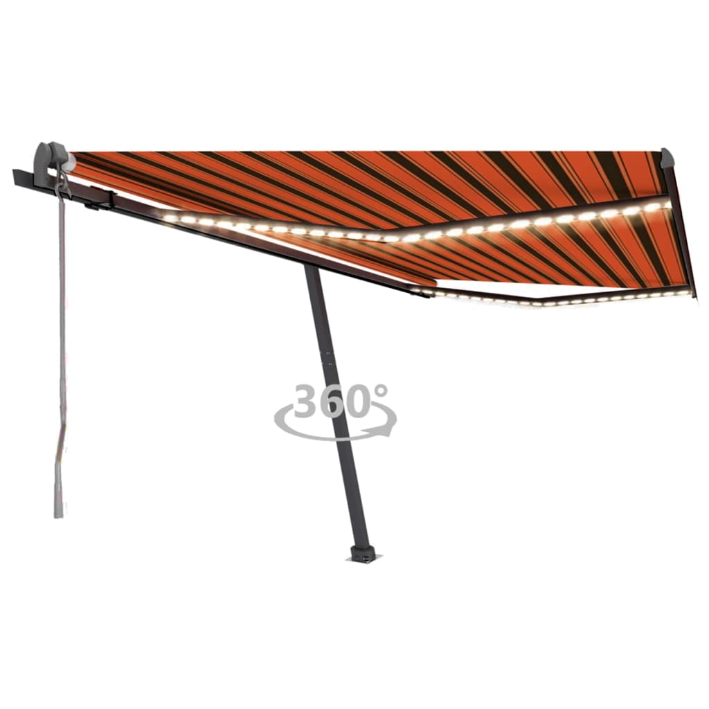 Vidaxl Luifel Automatisk med LED vindsensor 400x300 cm Orange Brown