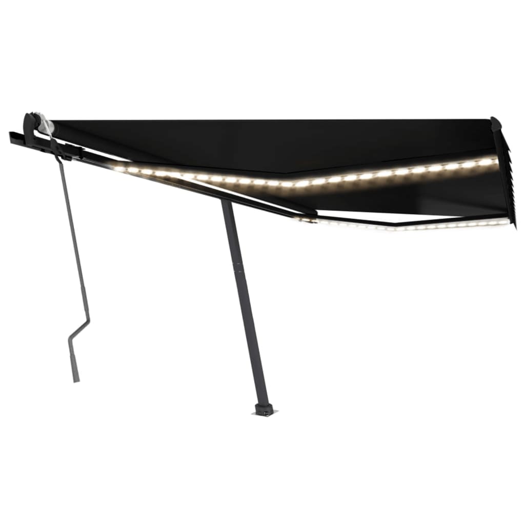 Vidaxl Luifel manuelt kan udvides med LED 450x300 cm anthracitfarve