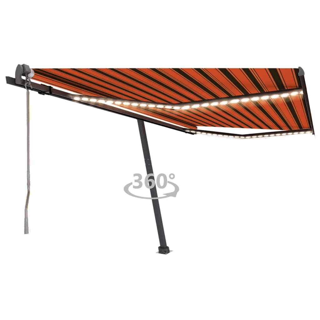 Vidaxl Luifel Automatisk med LED vindsensor 450x300 cm Orange Brown