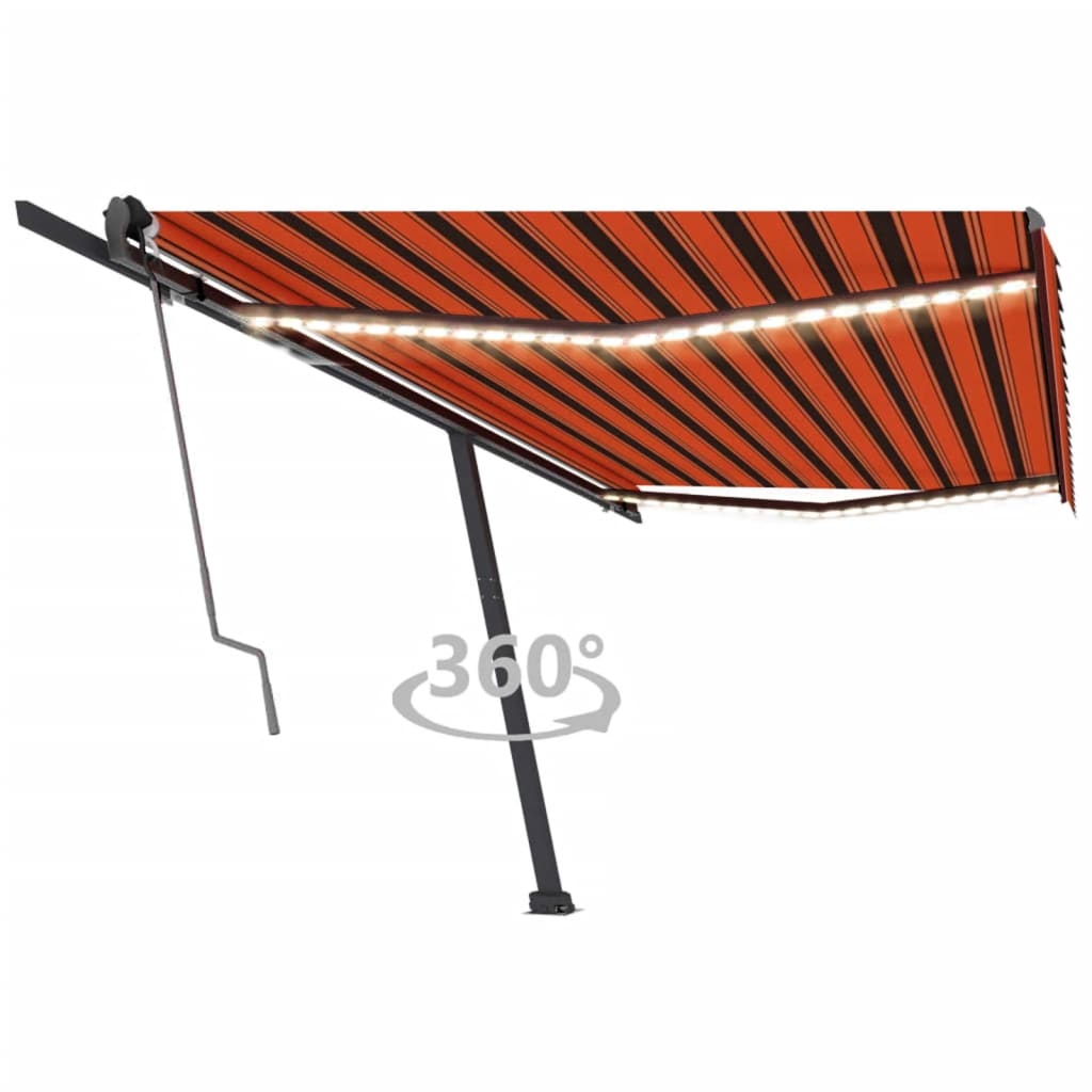 Vidaxl Luifel Automatisk med LED vindsensor 500x300 cm Orange Brown