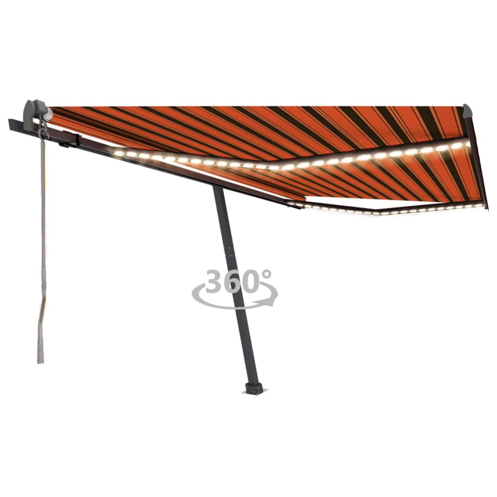 Vidaxl Luifel Automatisk med LED vindsensor 400x350 cm Orange Brown