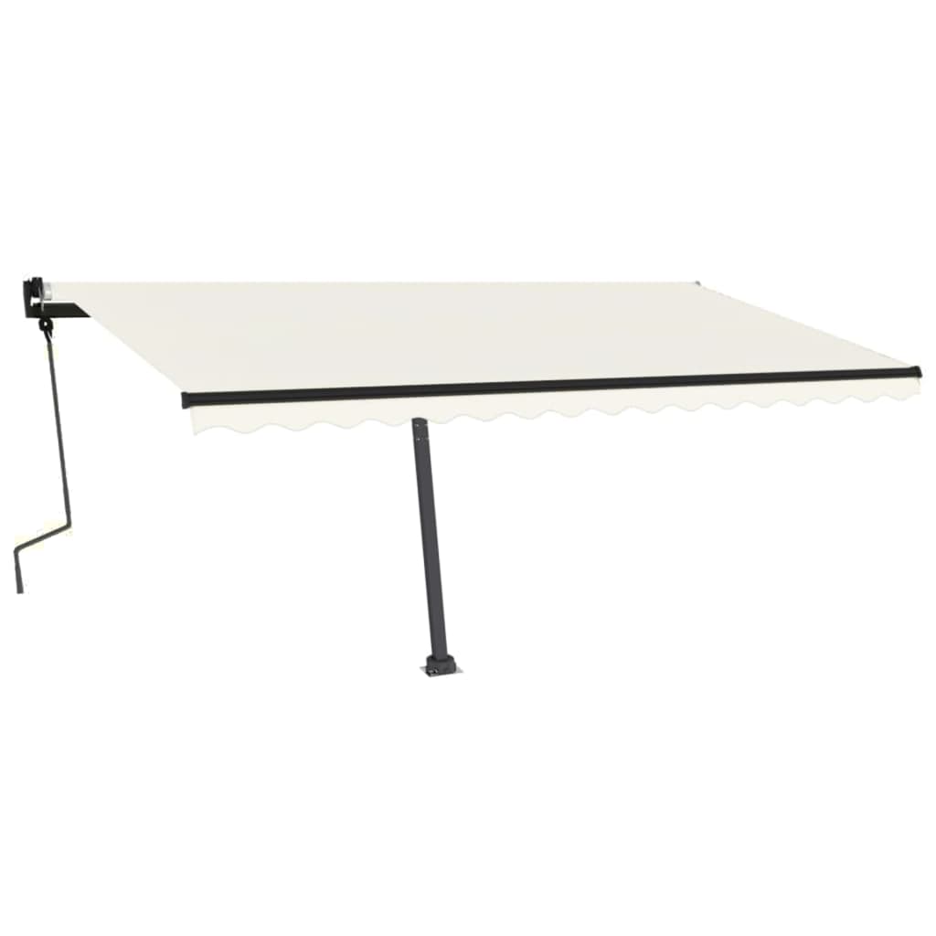 Vidaxl Luifel manuelt kan udvides med LED 450x350 cm creme -farvet