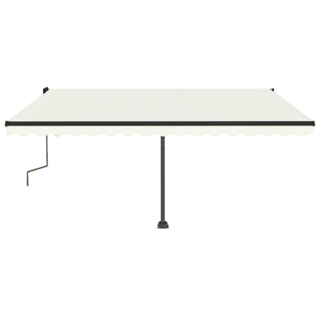 Vidaxl Luifel manuelt kan udvides med LED 450x350 cm creme -farvet