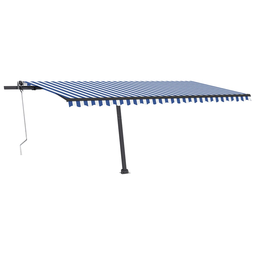 Vidaxl Luifel Automatisk med LED og vindsensor 500x350 cm blå hvid