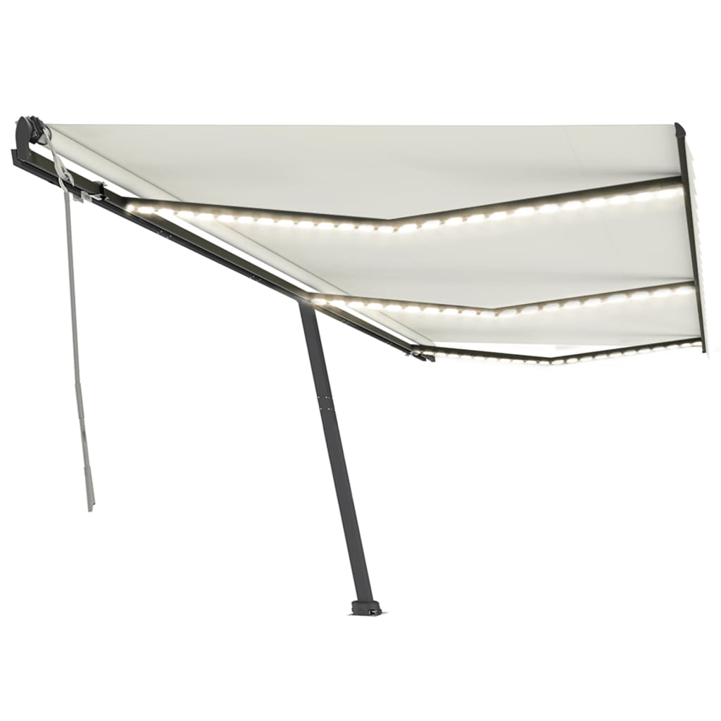 Vidaxl Luifel manuelt kan udvides med LED 600x350 cm creme -farvet