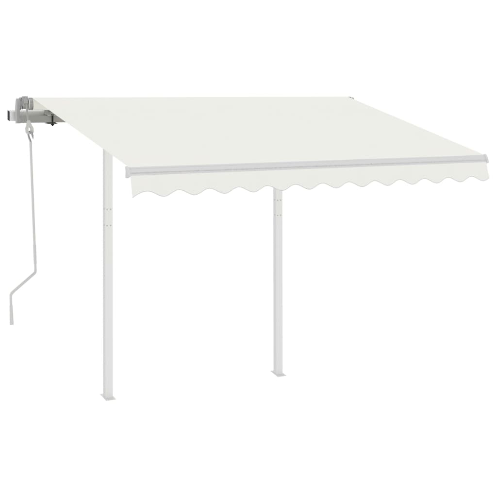 Vidaxl Luifel manuelt kan udvides med stolper 3x2,5 m creme -farvet