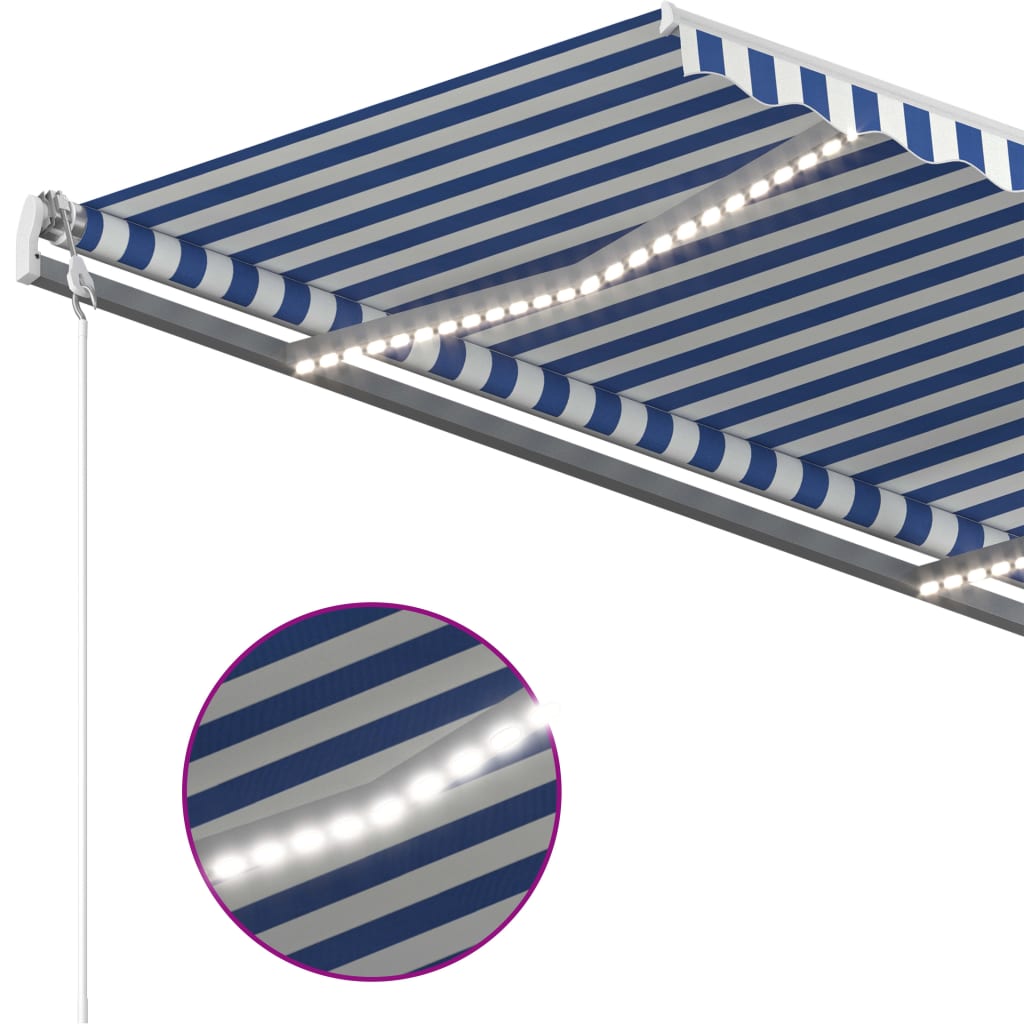 Vidaxl Luifel manuelt kan udvides med LED 3,5x2,5 m blå og hvid