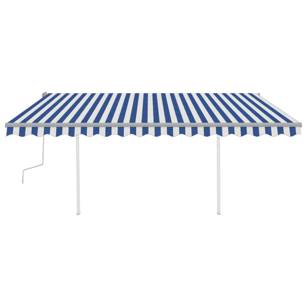 Vidaxl luifel manuelt kan udvides med stolper 4x3 m blå og hvid