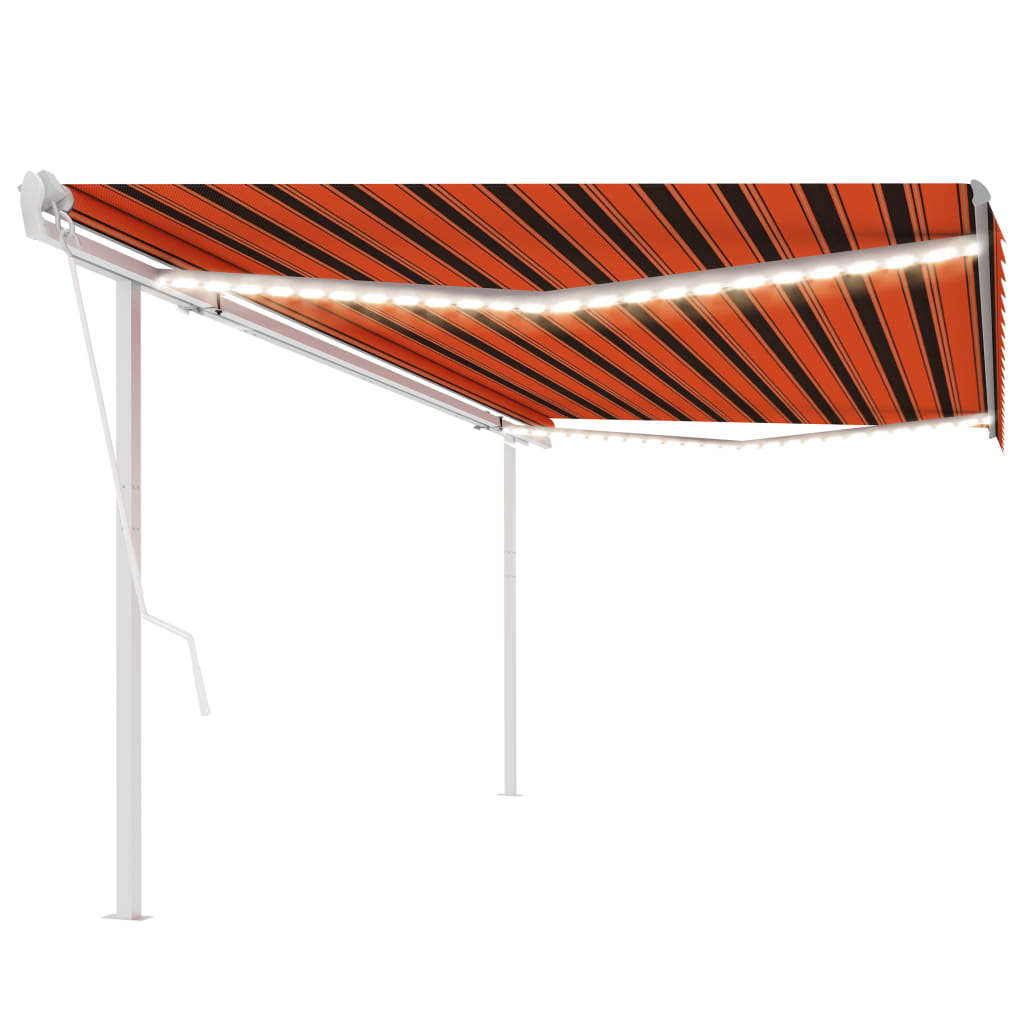 Vidaxl Luifel Automatisk med LED og vindsensor 5x3 m orange og brun