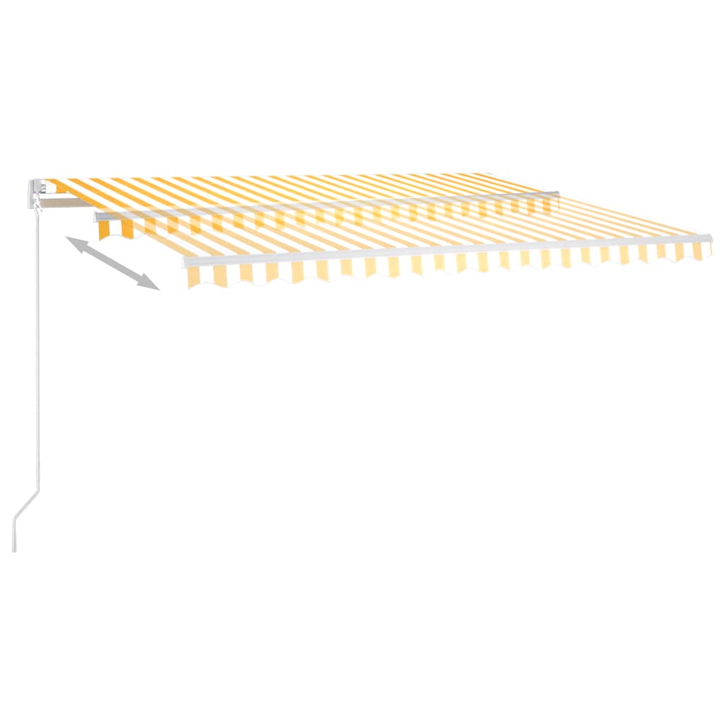 Vidaxl Luifel Automatisk med LED og vindsensor 4x3,5 m gul og hvid