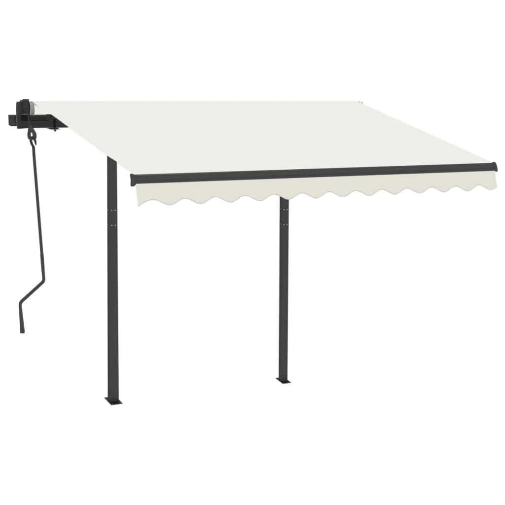 Vidaxl Luifel manuelt kan udvides med stolper 3x2,5 m creme -farvet