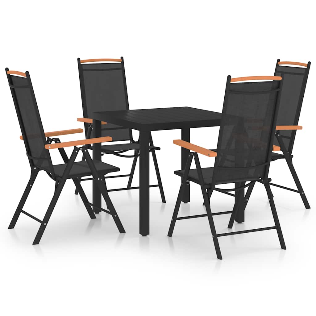 Vidaxl 5-delige tuinset aluminium zwart
